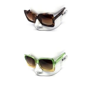 Funky Lime & Yellow Oversized Chunky Drip Sunglasses NWOT